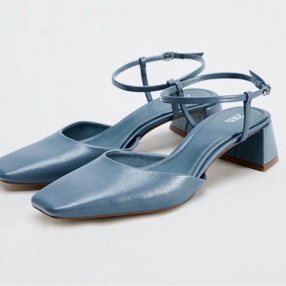 Zara Women's Elegant Blue Square-Toe Heels - Picture 3 of 4